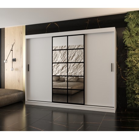 Szafa przesuwna garderoba z lustrem ORLANDO 250 artisan, biały, czarny, kaszmir, orzech