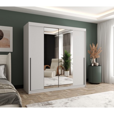 Szafa przesuwna garderoba z lustrem GLOSSY 200 artisan, biały, czarny, kaszmir, orzech