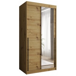 Szafa przesuwna garderoba z lustrem do kawalerki SIMA T2 100 artisan, biały, czarny, kaszmir, orzech