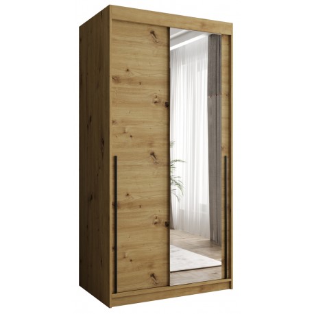 Szafa przesuwna garderoba z lustrem SIMA T2 100 artisan, biały, czarny, kaszmir, orzech