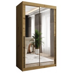Szafa przesuwna garderoba z lustrem do kawalerki SIMA T3 120 artisan, biały, czarny, kaszmir, orzech