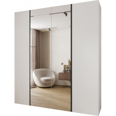 Szafa wysoka uchylna z lustrem garderoba z półkami KONSO 2 220 głębokość 42 cm wysokość 245,5 cm