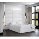Łóżko do sypialni 140x200 cm, zagłowie tapicerowane, panele BELLA wzór 1 84x42