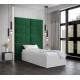 Łóżko do sypialni 90x200 cm, zagłowie tapicerowane, panele BELLA wzór 1 84x42