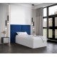 Łóżko do sypialni 90x200 cm, zagłowie tapicerowane, panele BELLA wzór 2 84x42