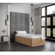 Łóżko do sypialni 90x200 cm, zagłowie tapicerowane, panele BELLA wzór 3 42x42