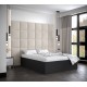Łóżko do sypialni 140x200 cm, zagłowie tapicerowane, panele BELLA wzór 3 42x42