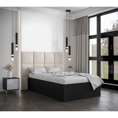 Łóżko do sypialni 120x200 cm, zagłowie tapicerowane, panele BELLA wzór 4 42x42