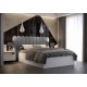 Łóżko do sypialni 140x200 cm, zagłowie tapicerowane, panele SOFIE