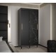 Szafa przesuwna garderoba z półkami do mieszkania Calipso Slim Marmur 100 czarny biały