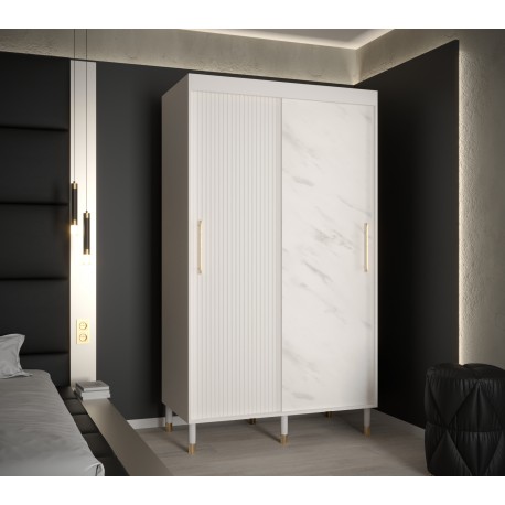 Szafa przesuwna garderoba do mieszkania Calipso Slim Marmur 120 czarny biały