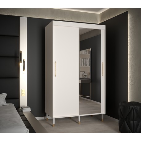 Szafa przesuwna garderoba z lustrem i drążkami do sypialni Calipso T2 120 czarna biała