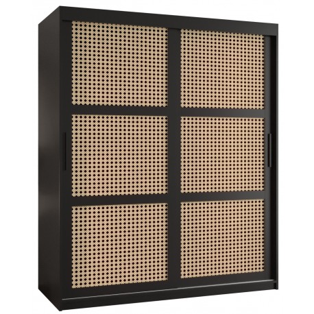 Szafa przesuwna garderoba do sypialni ubraniowa PLECIONKA WIEDEŃSKA 150 czarna