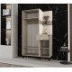 Garderoba z lustrem szafa szafka na buty z panelami tapicerowanym i wieszakami do przedpokoju PALERMO 16 czarny kaszmir halifax