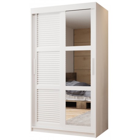 Szafa przesuwna garderoba z lustrem do kawalerki ŻALUZJA 2 100 biała