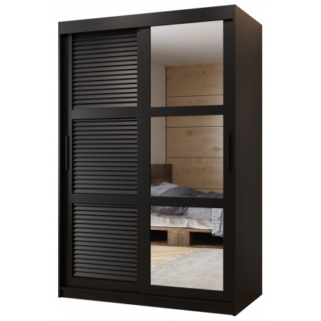 Szafa przesuwna garderoba z lustrem ŻALUZJA 2 120 czarna