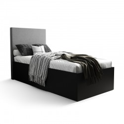 Łóżko do sypialni 90x200 cm, zagłowie tapicerowane, panele BELLA wzór 5
