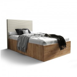 Łóżko do sypialni 120x200 cm, zagłowie tapicerowane, panele BELLA wzór 5