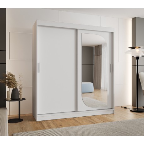 Szafa przesuwna garderoba z lustrem do sypialni LUCY 180 artisan, biały, czarny, kaszmir, sonoma