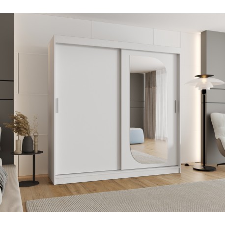 Szafa przesuwna garderoba z lustrem do przedpokoju LUCY 200 artisan, biały, czarny, kaszmir, sonoma