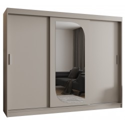 Szafa przesuwna trzydrzwiowa garderoba z lustrem i drążkami LUCY 250 artisan, biały, czarny, kaszmir, sonoma