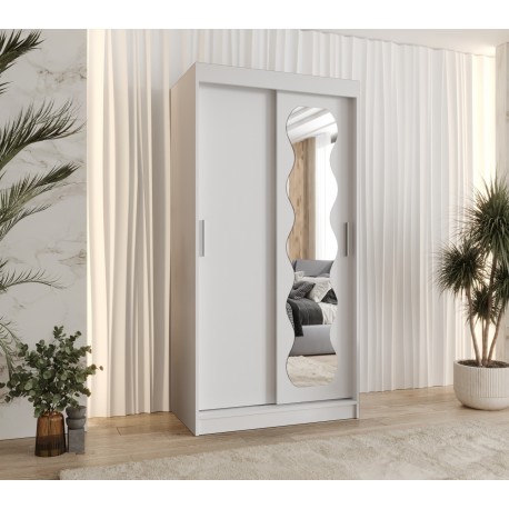 Szafa przesuwna garderoba z lustrem do salonu SPOTI 100 artisan, biały, czarny, kaszmir, sonoma