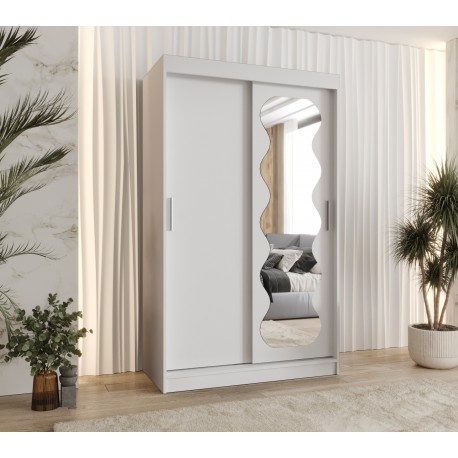 Szafa przesuwna garderoba z lustrem do salonu SPOTI 120 artisan, biały, czarny, kaszmir, sonoma