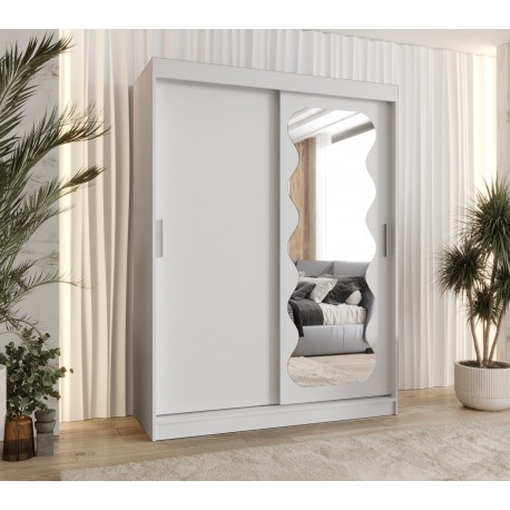 Szafa przesuwna garderoba z lustrem do salonu SPOTI 150 artisan, biały, czarny, kaszmir, sonoma