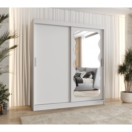 Szafa przesuwna garderoba z lustrem do sypialni SPOTI 180 artisan, biały, czarny, kaszmir, sonoma