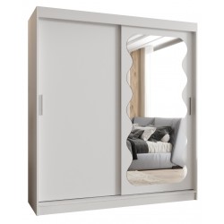 Szafa przesuwna garderoba z lustrem do sypialni SPOTI 180 artisan, biały, czarny, kaszmir, sonoma