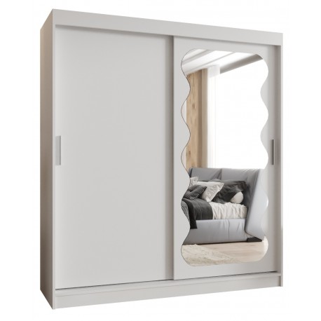 Szafa przesuwna garderoba z lustrem do sypialni SPOTI 180 artisan, biały, czarny, kaszmir, sonoma, orzech