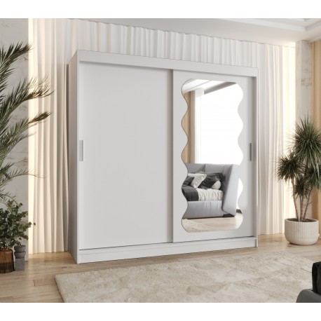 Szafa przesuwna garderoba z lustrem do przedpokoju SPOTI 200 artisan, biały, czarny, kaszmir, sonoma