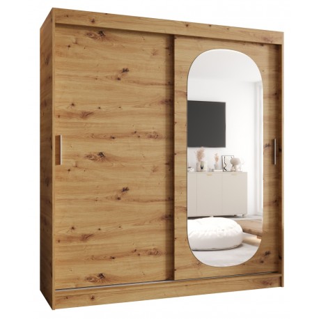 Szafa przesuwna garderoba z lustrem do sypialni ROYAL 180 artisan, biały, czarny, kaszmir, sonoma, orzech