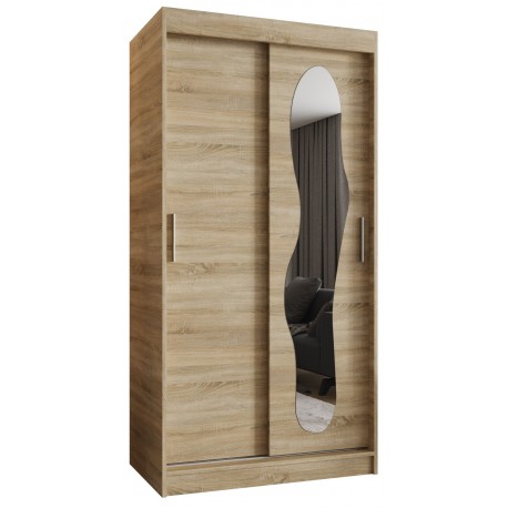 Szafa przesuwna garderoba z lustrem do kawalerki ULTRA 100 artisan, biały, czarny, kaszmir, sonoma, orzech