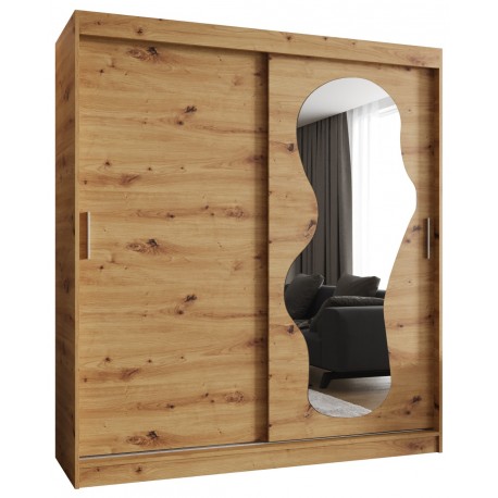 Szafa przesuwna garderoba z lustrem do sypialni ULTRA 180 artisan, biały, czarny, kaszmir, sonoma, orzech