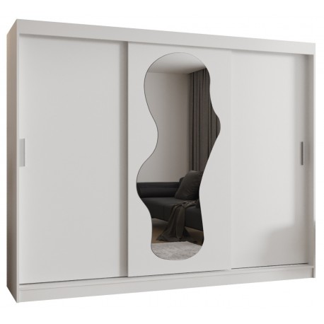 Szafa przesuwna trzydrzwiowa garderoba z lustrem i drążkami ULTRA 250 artisan, biały, czarny, kaszmir, sonoma, orzech