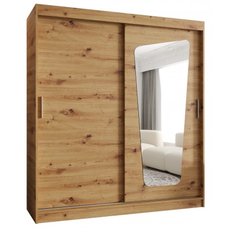 Szafa przesuwna garderoba z lustrem do sypialni MOKA 180 artisan, biały, czarny, kaszmir, sonoma, orzech