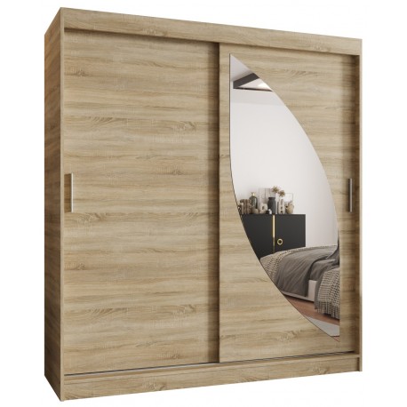 Szafa przesuwna garderoba z lustrem do sypialni MILO 180 artisan, biały, czarny, kaszmir, sonoma, orzech