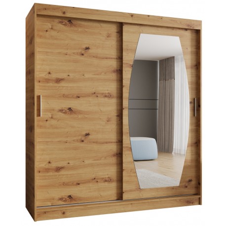 Szafa przesuwna garderoba z lustrem do sypialni ROSSA 180 artisan, biały, czarny, kaszmir, sonoma, orzech