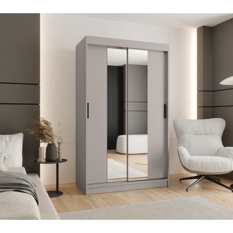 Szafa przesuwna garderoba z lustrem i drążkiem RUBINO T1 120 kaszmir