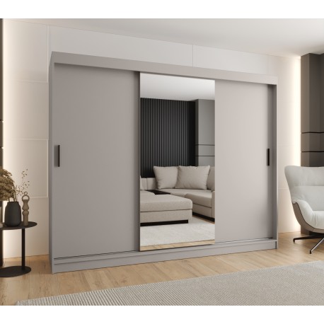 Szafa przesuwna garderoba z lustrem i drążkiem RUBINO T1 250 kaszmir