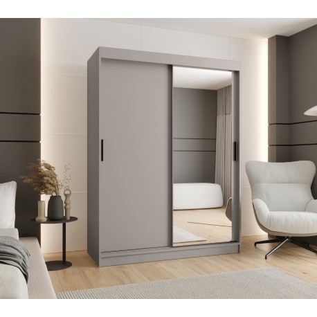 Szafa przesuwna garderoba z lustrem i drążkiem RUBINO T2 150 kaszmir
