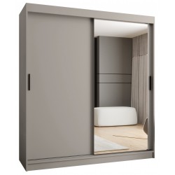 Szafa przesuwna garderoba z lustrem i drążkiem RUBINO T2 180 kaszmir