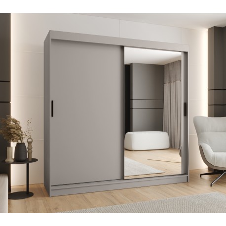 Szafa przesuwna garderoba z lustrem i drążkiem RUBINO T2 200 kaszmir