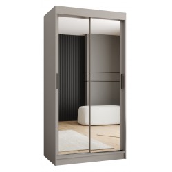 Szafa przesuwna garderoba z lustrem i drążkiem RUBINO T3 100 kaszmir