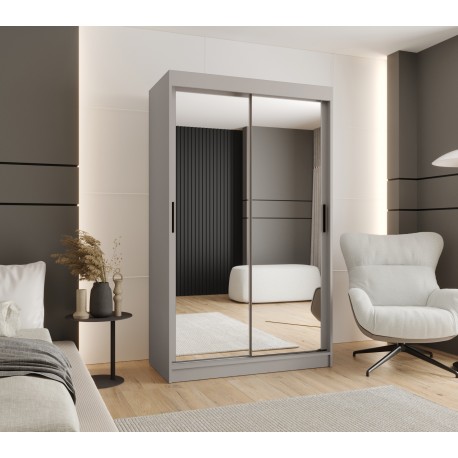 Szafa przesuwna garderoba z lustrem i drążkiem RUBINO T3 120 kaszmir