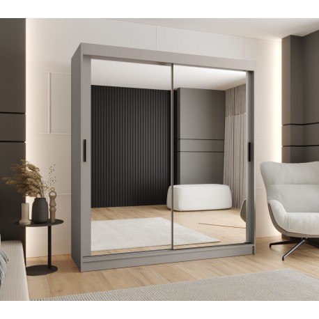 Szafa przesuwna garderoba z lustrem i drążkiem RUBINO T3 180 kaszmir