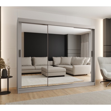 Szafa przesuwna garderoba z lustrem i drążkiem RUBINO T3 250 kaszmir