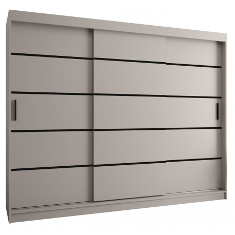 Szafa przesuwna garderoba z drążkiem RUBINO V1 250 kaszmir orzech warmia