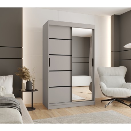 Szafa przesuwna garderoba z lustrem i drążkiem RUBINO V2 120 kaszmir